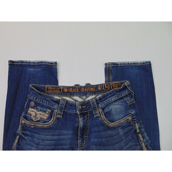 Rock Revival 34 x 30  Moscow Straight Blue Jeans - Picture 4 of 10